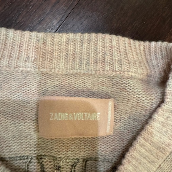 Zadig & Voltaire Markus Concert Embroidered Cashmere Crewneck Sweater size large - Picture 4 of 6